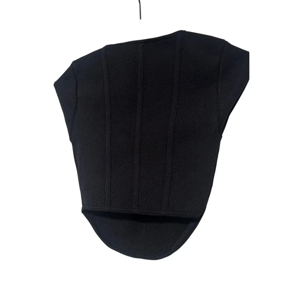 Babaton Aritzia Black Knit Sweetheart Cap Sleeve Top Women’s 2XS Fitted - Picture 6 of 7